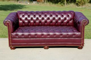 Leather Chesterfield Sofa Vintage Tufted Couch W Nailhead Trim Office Furniture