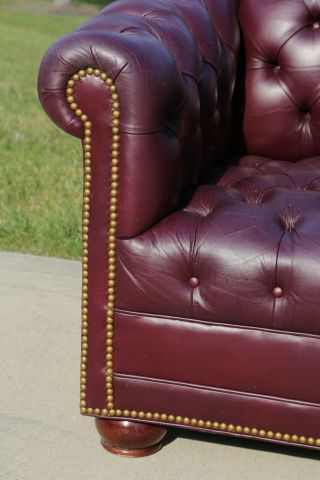 Leather Chesterfield Sofa vintage tufted Couch w Nailhead trim Office furniture 5