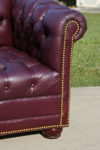 Leather Chesterfield Sofa vintage tufted Couch w Nailhead trim Office furniture 6