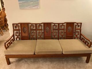Vintage 1980 6 Piece Chinese Rosewood Living Room Set: 1sofa,  2 Chairs,  2 End Ta