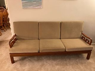 Vintage 1980 6 Piece Chinese Rosewood Living room Set: 1Sofa,  2 Chairs,  2 End Ta 2