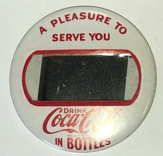 Vintage Drink Coca - Cola In Bottles Soda Jerk Name Badge A Pleasure To Serve You