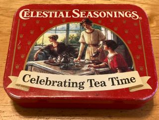 Celestial Seasonings Celebrating Tea Time Tin Mini Red