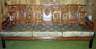 Vintage 1980 6 - Piece Chinese Rosewood Living Room Set Sofa 2 Chairs 3 Tables EUC 3
