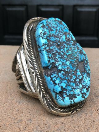 Huge 288g Vtg Navajo Sleeping Beauty Turquoise Sterling Silver Cuff Bracelet 4 "