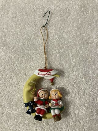 Vintage 1995 CAMPBELL ' S KIDS ON THE MOON ORNAMENT Collectible w/ Box 3 