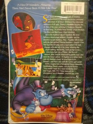 Vintage Collectable Walt Disney Black Lable VHS ALADDIN 3