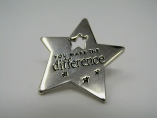 2001 Collectible Pin: You Make The Difference Star Design Silver Tone