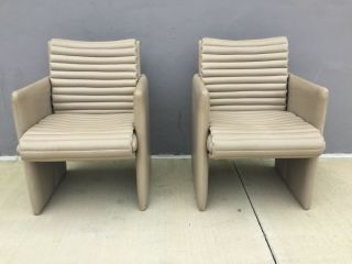 90s Vintage Leather High End Preview Vladimir Kagan Leather Club Chairs