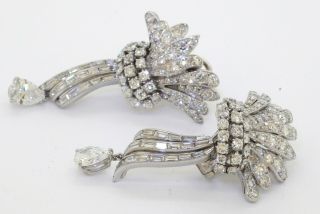 Vintage 1950s heavy Platinum 8.  50CTW VS1/F diamond Day Night earrings 2