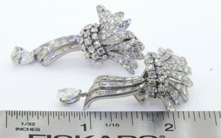 Vintage 1950s heavy Platinum 8.  50CTW VS1/F diamond Day Night earrings 3