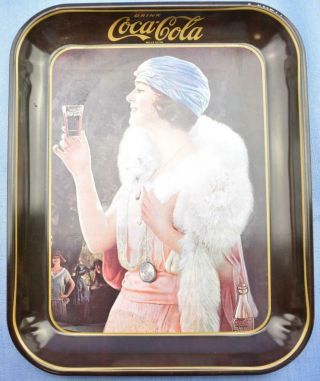 Vintage 1973 Coca - Cola Tin Tray Flapper Girl