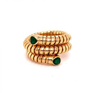 Marina B.  18k Yellow Gold Emerald Snake Ring Vintage