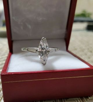 Vintage 1.  5ct marquise diamond platinum ring 6