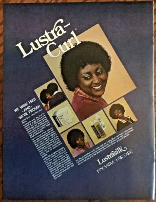 Lustra - Curl Black Hair Care Ad 1981 Originl Vintage Print 1980s Retro Photo Art