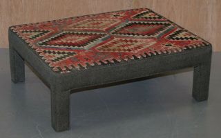 VINTAGE KILIM UPHOLSTERED BENCH OTTOMAN FOOTSTOOL CAN BE AS COFFEE TABLE 3