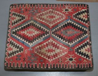 VINTAGE KILIM UPHOLSTERED BENCH OTTOMAN FOOTSTOOL CAN BE AS COFFEE TABLE 4