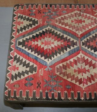 VINTAGE KILIM UPHOLSTERED BENCH OTTOMAN FOOTSTOOL CAN BE AS COFFEE TABLE 5