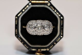 Old Vintage 18k Gold Natural Diamond Decorated Pretty Ring