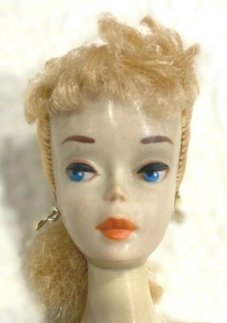 Vintage 3 Blonde Ponytail Barbie Doll Face Paint & Nippled Tm Body