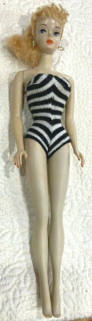 Vintage 3 Blonde Ponytail Barbie Doll Face Paint & Nippled TM Body 2