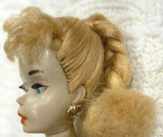Vintage 3 Blonde Ponytail Barbie Doll Face Paint & Nippled TM Body 4