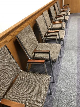 13 Vintage Mcm Brown Tweed & Chrome Office Chair Canada 66r5474
