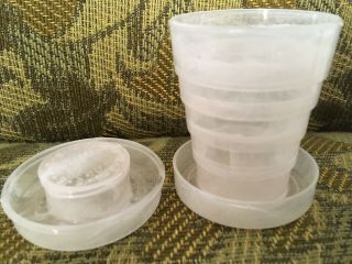 Vintage Stan Home White Swirl Sparkle Collapsible Plastic Travel Cup Pill Holder