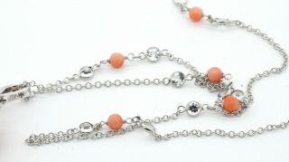 Vintage 18K WG 2.  75CT VS1/F diamond onyx coral tassel pendant necklace 3