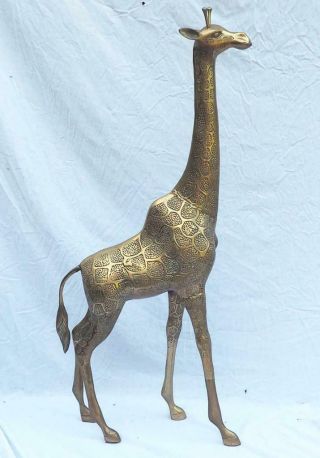 Vintage Huge 48 " Brass Hollywood Regency Mcm Mid Century Modern Giraffe