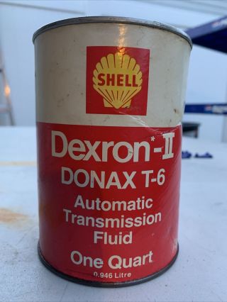 Shell Oil Company 1 Qt Dexron Donax T - 6 Automatic Transmission Fluid Can Empty