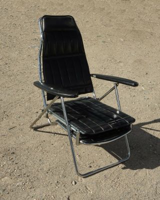 Vintage Mid Century Modern Black Chrome Recliner Chair 6 Positions to Flat 3