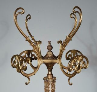Ornate Vintage Brass & Onyx Marble Coat/Hat Rack Hall Tree/Stand 2