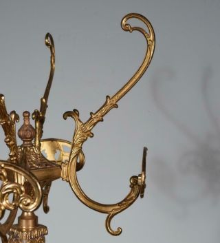 Ornate Vintage Brass & Onyx Marble Coat/Hat Rack Hall Tree/Stand 4