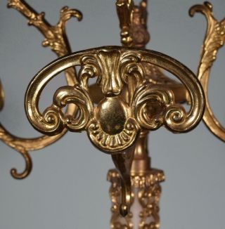 Ornate Vintage Brass & Onyx Marble Coat/Hat Rack Hall Tree/Stand 5