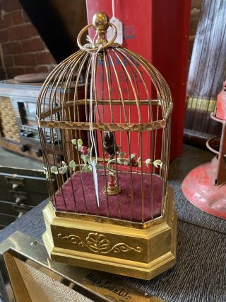 Vintage Karl Griesbaum Singing Bird Cage Automaton Music Box
