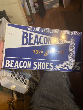 Vintage Rare 1920’s Beacon Shoe Flange Sign