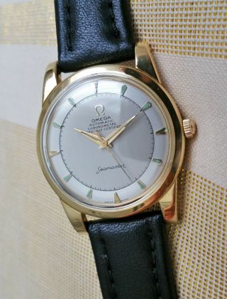 Vintage Swiss Omega Seamaster Bumper Chronometer Watch,  18k Solid Gold,  352 - 2577