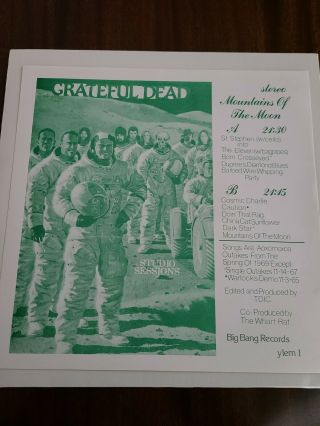 Grateful Dead Mountains Of The Moon Lp Vinyl,  Rare Outtakes,  Big Bang Records