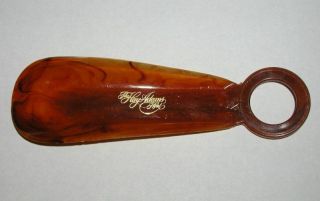The Hays Adams Hotel Advertising Shoe Horn Cryatal Tex Co. ,  Faux Tortoise Shell