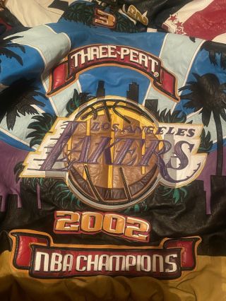 Vintage 2002 Los Angeles Lakers 3 Peat Jeff Hamilton Leather Jacket Kobe Lebron 2