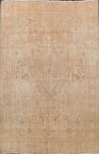 Antique Muted Traditional Distressed Hand - Knotted Evenly Low Pile Area Rug 10x13