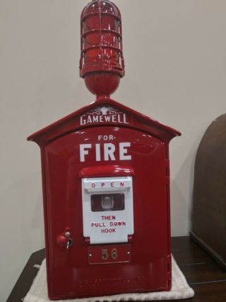 Vintage Gamewell Fire Alarm Call Box With Red Light