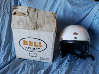 Vintage 1962 Size 7 3/8 Bell Motorcycle Helmet 500 Tx White Snell