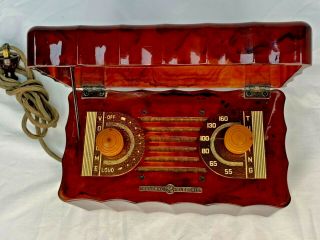 Rare Vintage General Electric L - 622 Bakelite Catalin Radio Receiver Red Tortoise