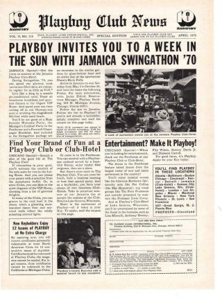 1970 May Playboy Club News Ad Vol.  Ii No.  113 Jamaica Swingathon 10th Anniversary