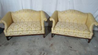 Pair Loveseats Settees Couches Designer Vintage Chippendale