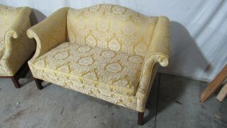 Pair Loveseats Settees Couches Designer Vintage Chippendale 2
