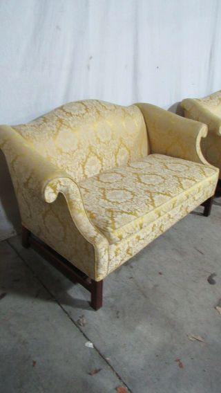 Pair Loveseats Settees Couches Designer Vintage Chippendale 3
