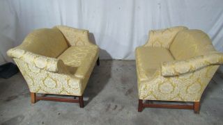 Pair Loveseats Settees Couches Designer Vintage Chippendale 4